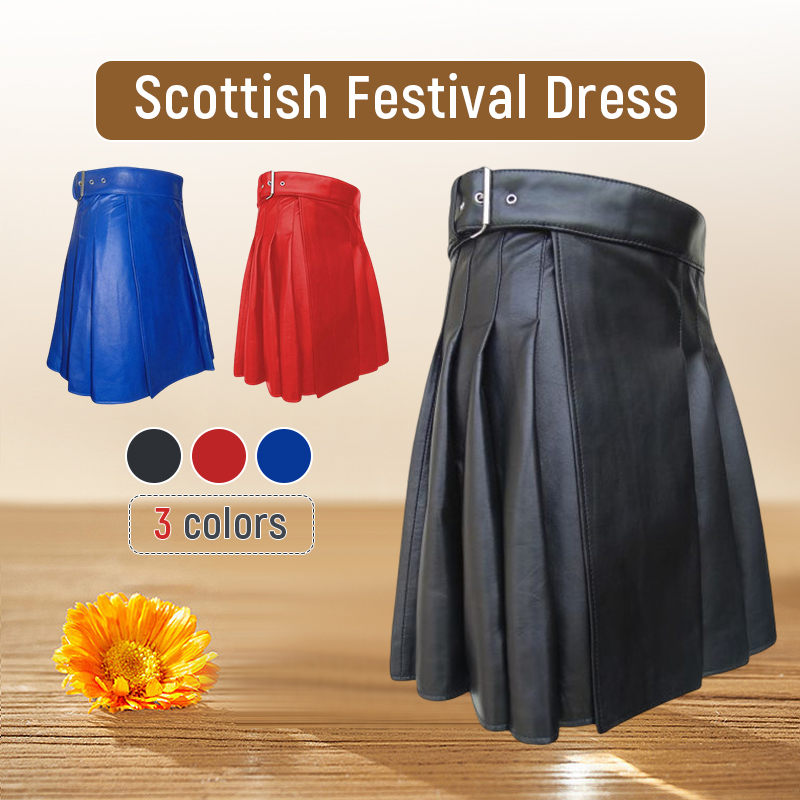 Jupe plissée traditionnelle pour hommes, grande taille, ceinture en cuir solide, style, unisexe, festival, fête, robe de paupières, 5XL