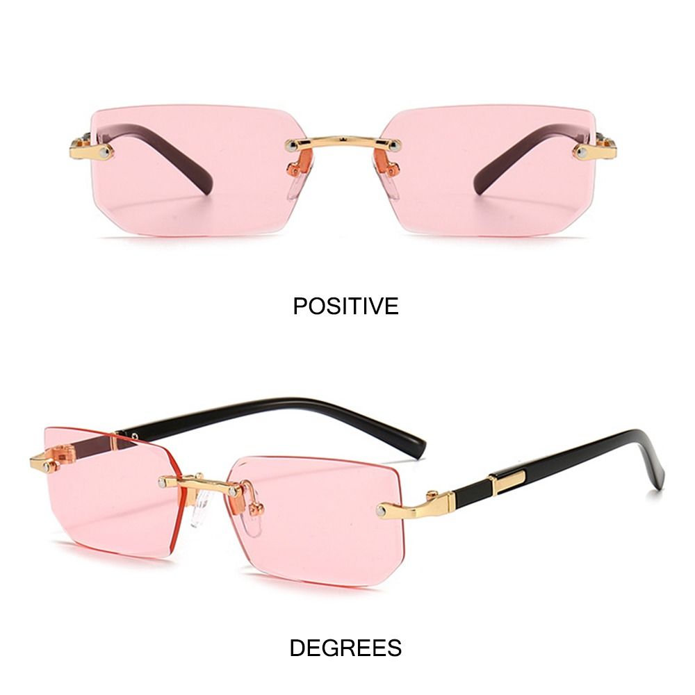 Lunettes de soleil sans monture tendance pour hommes et femmes, verres de soleil rectangulaires sans cadre, nuances rétro, lunettes de voyage d'été UV400