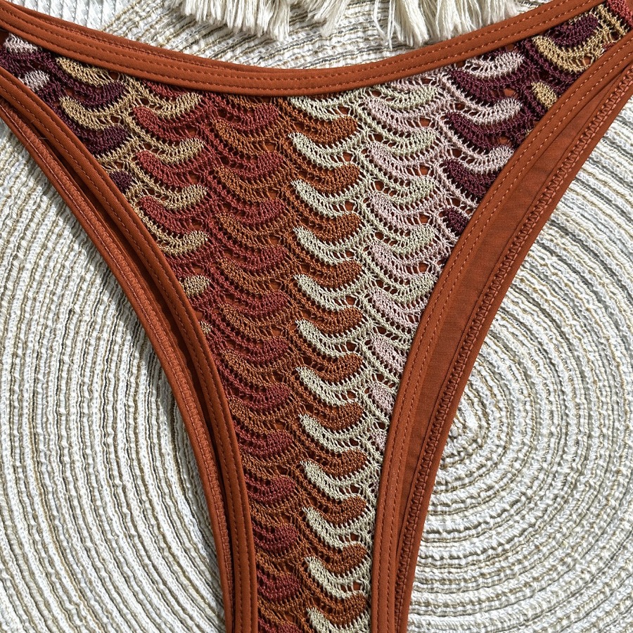 Nouvel ensemble de bikini vintage au crochet, style bohème, pour les vacances à la plage, maillot de bain deux pièces rétro, maillot de bain sexy au crochet pour l'été