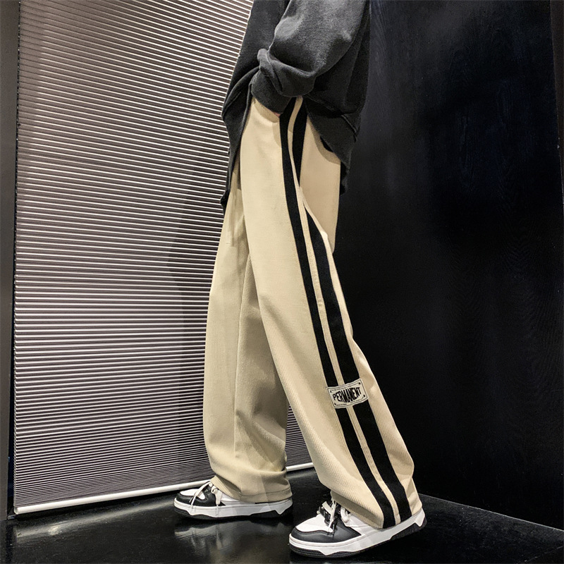 Pantalon décontracté en velours côtelé pour hommes, salopette ample de Style coréen, pantalon droit à jambes larges, Streetwear pour Couple, nouveau pantalon de survêtement, 2024