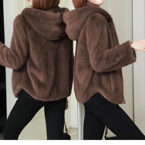 Cardigan à capuche doublé polaire pour femme grande taille, chaud et tendance, couleur verte, automne-hiver, polyvalent, imitation peau de mouton