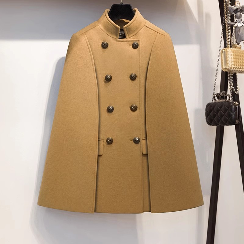 Manteau en laine pour femme, cape, châle élégant, tout assressenti, vestes Everak pour femme, gracieux, rouge, mode, automne, hiver, 2024
