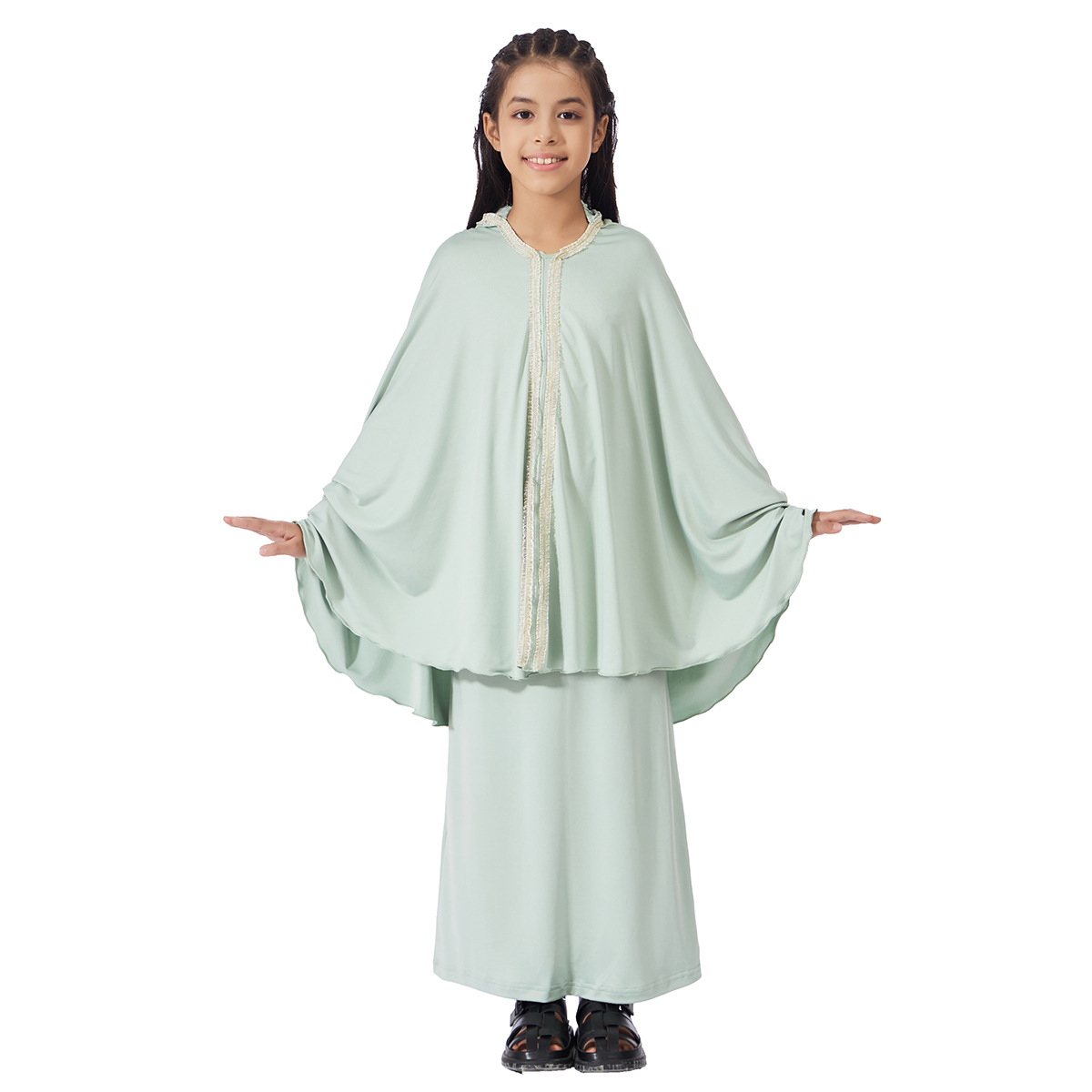 Robe Hijab à capuche pour enfants musulmans, 2 pièces, vêtement de prière, jupe Khimar modeste, ensembles Abaya, couverture complète, vêtements Eid Ramadan