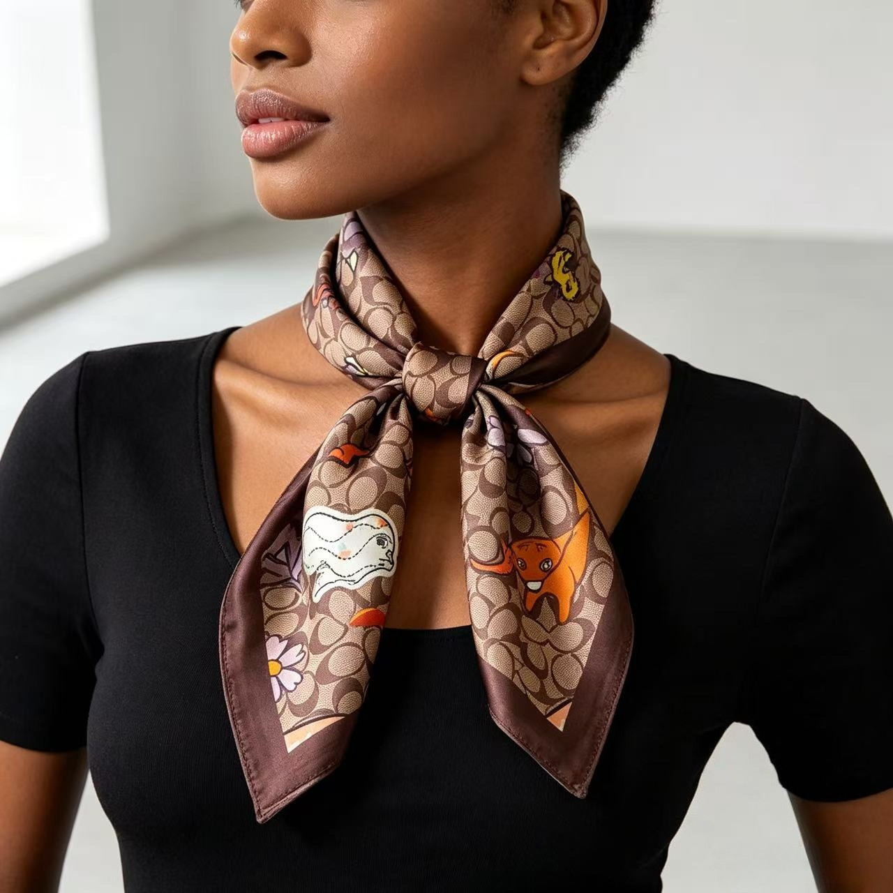 Nouveau Foulard Carré en Soie 70cm pour Femme, Imprimé de Luxe, en Satin Doux, Bandeau, Ruban pour Sac à Main, Hijab, Foulard de Cou, Bandeau pour Cheveux