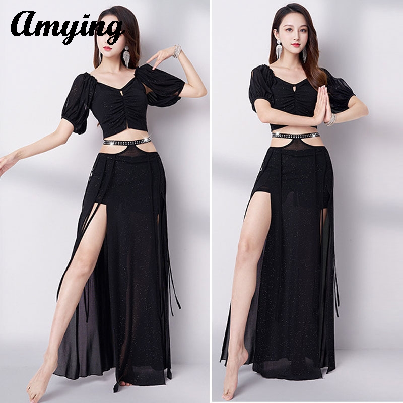 Robe d'entraînement de danse du ventre, nouvelle robe longue féerique Sexy, ensemble pour débutants, robe de danse orientale, robe d'équipe de spectacle pour femmes