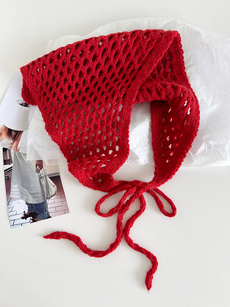 Foulard Triangle à fleurs en Crochet pour femmes, bandeau tricoté à la main pour cheveux creux, cerceau, accessoires pour Turban pour dames