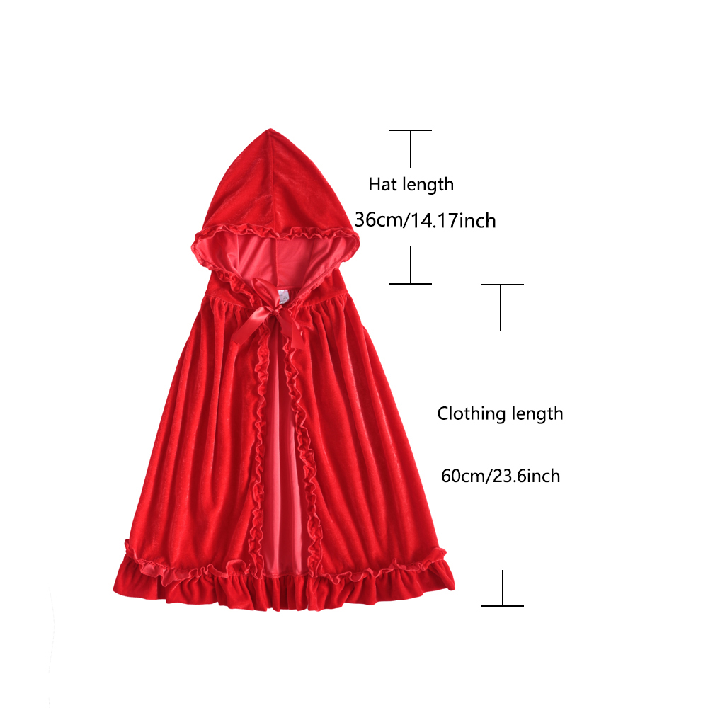 Cape en velours pour cosplay, petit chaperon rouge, dentelle, adaptée pour Halloween et Noël, 550550