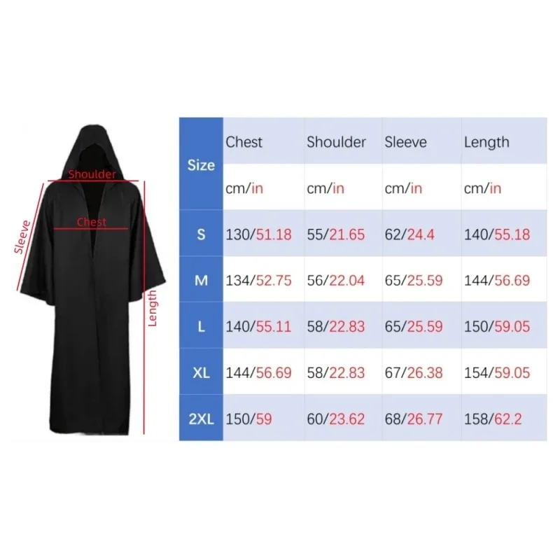Costume de moine médiéval avec capuche, robe de cosplay Jedi, robe de chevalier Everak, tenue d'Halloween pour scène, robe de prêtre