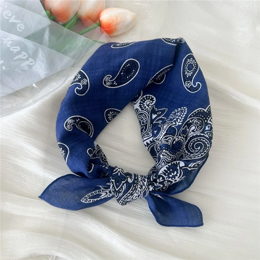 Écharpe carrée tendance à imprimé floral, foulard doux pour femme, écharpe pour cheveux en coton et lin, foulards pour la tête, écharpes pour le cou pour femme, été automne