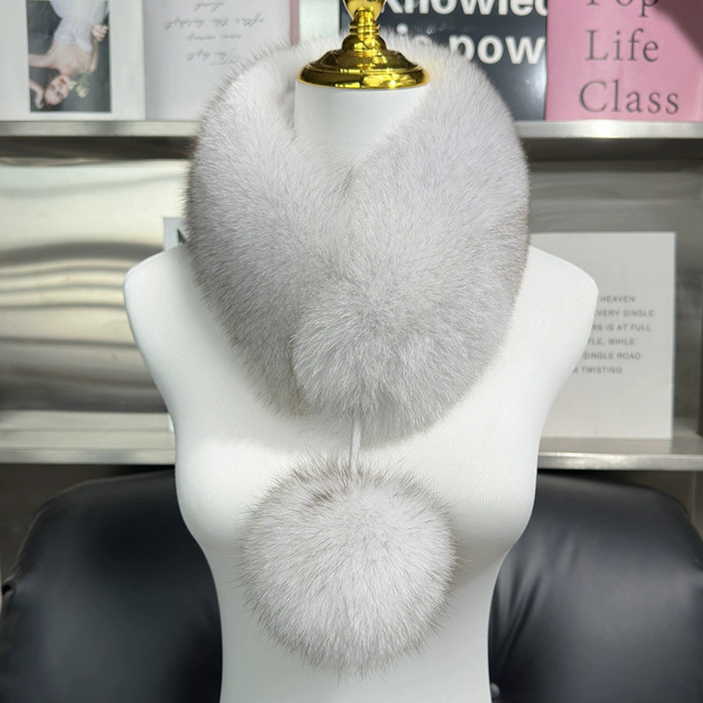Nouvelle Écharpe en Véritable Fourrure de Renard 2026 pour Filles, Écharpes Chaudes et Épaisses en Fourrure pour l'Extérieur, Col en Fourrure de Renard de Luxe pour Femmes, Écharpe Douillette avec Pompon en Fourrure pour l'Hiver