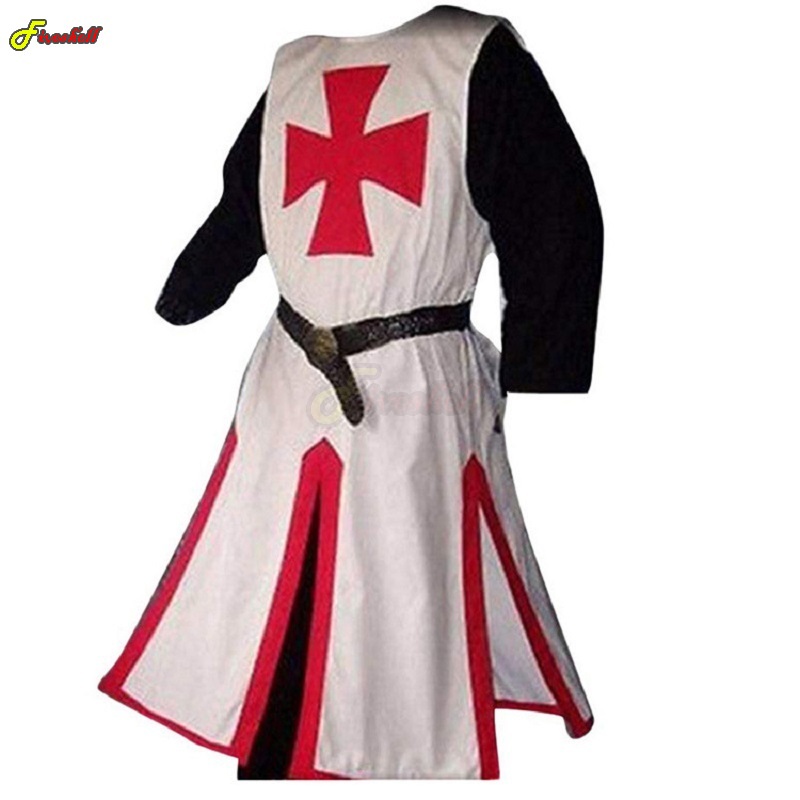 Pardessus de chevalier templier à manches longues pour hommes, robes de cosplay médiévales, manches courtes, costume de reconstitution Y, croisé