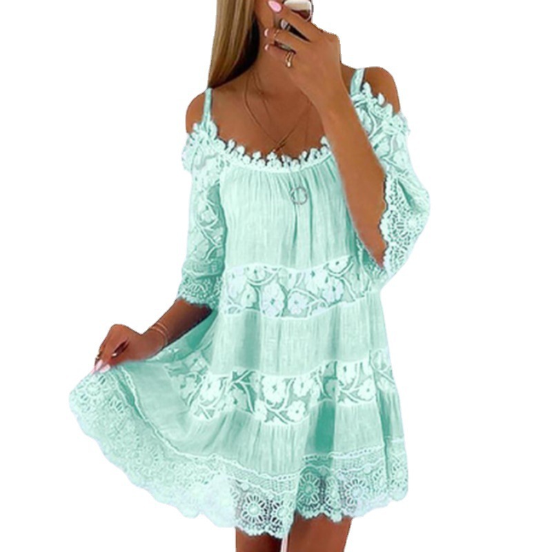Robe de plage en dentelle blanche pour femmes, décontractée, vintage, à panneaux, sexy, éducative