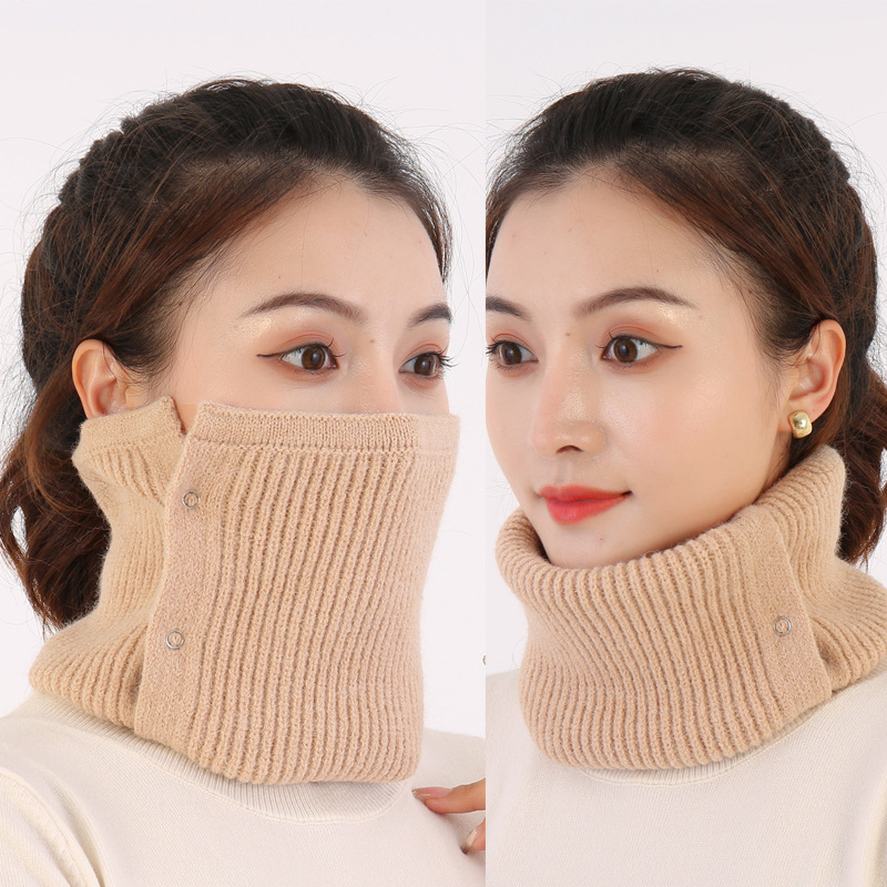 Écharpe tricotée chaude pour hommes et femmes, couvre-chef, boucle en cuivre, faux col en laine, élastique, pour garder le cou, T39