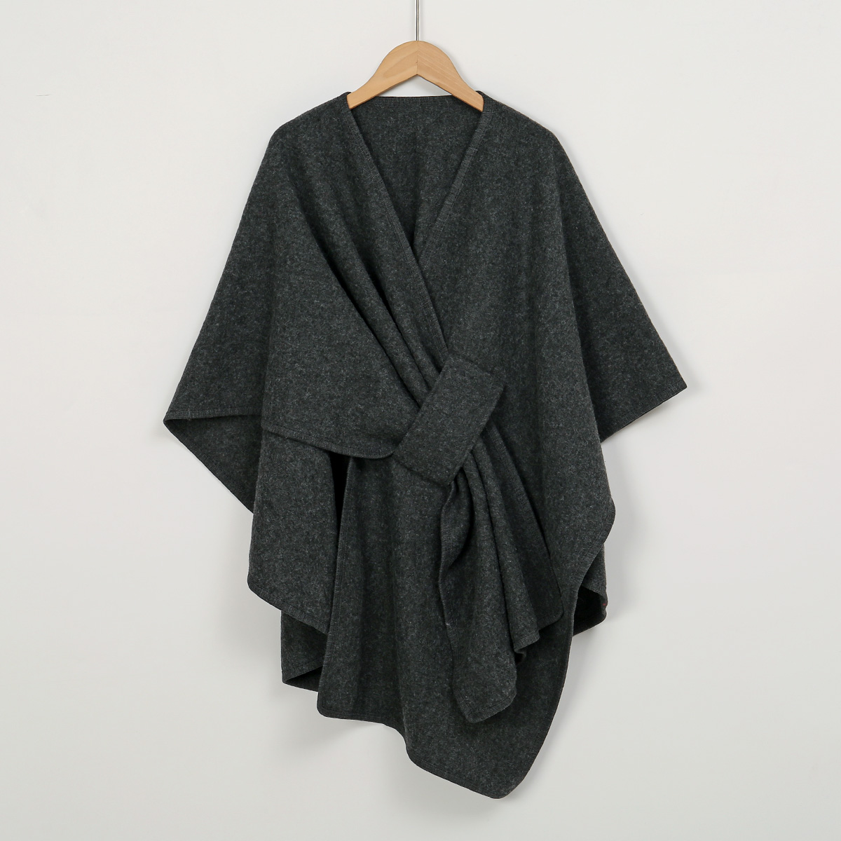 Châle chaud pour femmes, couleur unie, Poncho à manches mi-longues, manteau Cardigan en fausse laine tricoté pour dames, Cape ample élégante