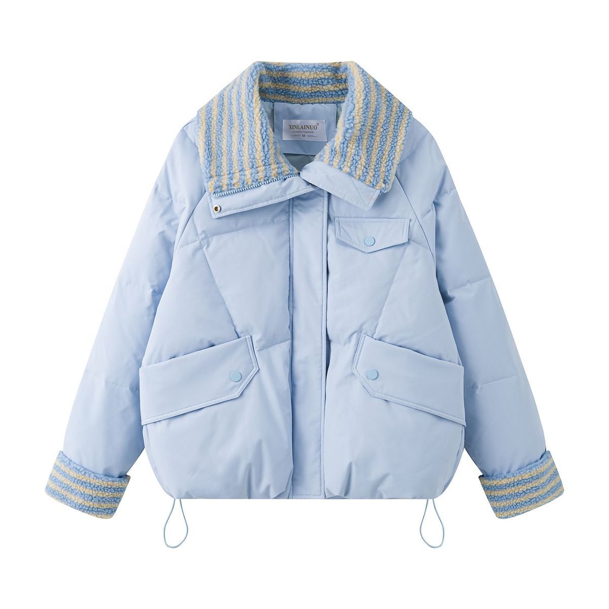 Veste Parkas à col à revers pour Femme, manteau court rembourré en coton, à la mode, manches longues, vêtements d'extérieur bouffants, automne hiver