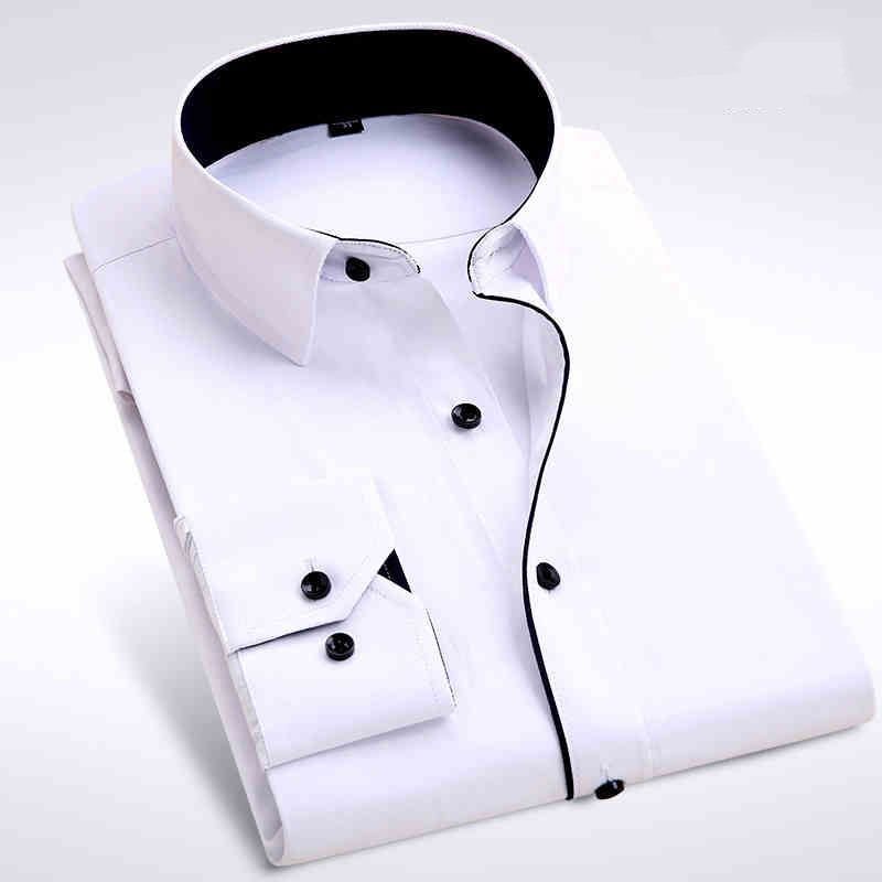 Chemise habillée décontractée à manches longues pour hommes, chemise formelle d'affaires, coupe couvertes, mode de créateur, vêtements sociaux