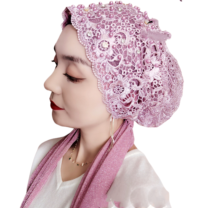 Perles de luxe broderie sous-écharpe instantanée Hijab chapeau femmes musulmanes foulard Bonnet châles enveloppement Turban Islam casquettes de fête de mariage