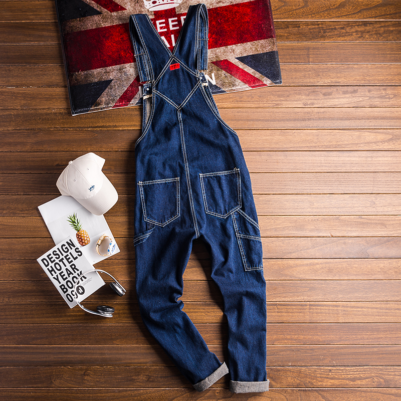 Jeans Homme Nouvelle Version Coréenne Modis de Combinaisons de Travail, Salopette Homme en Denim Bleu, Plusieurs Tailles S-XXL