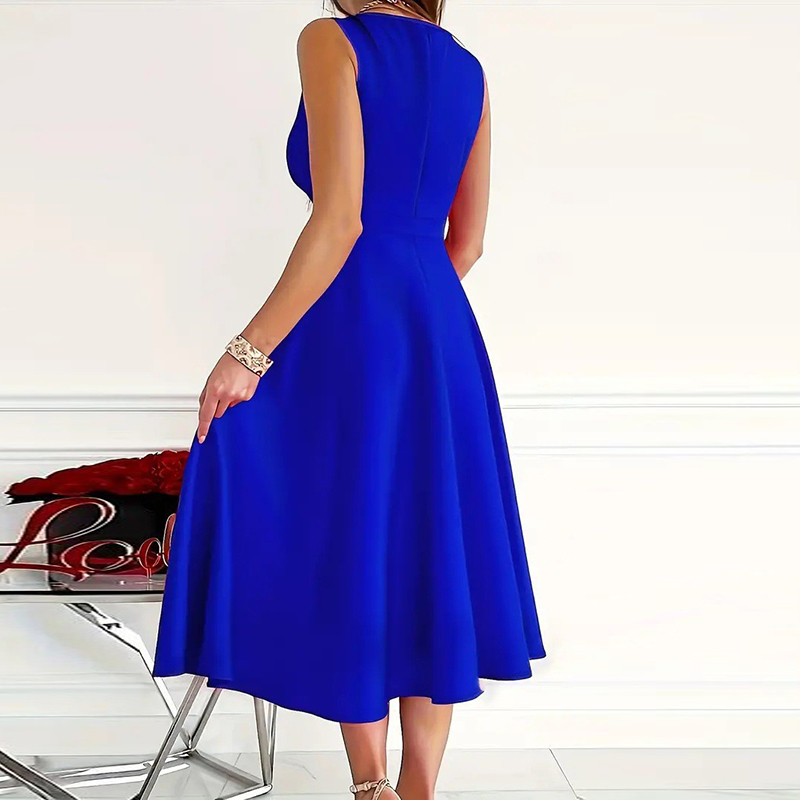 Femmes élégantes sans manches robe longue femmes mode col en V a-ligne robe de soirée rouge robes de soirée robe d'été