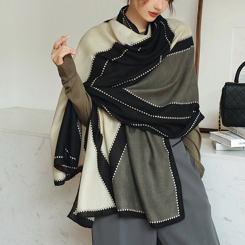 Nouvelle Écharpe Chaude en Lin Pashmina à Pompons pour Femme, Foulard, Châle, Bandana, Hijab