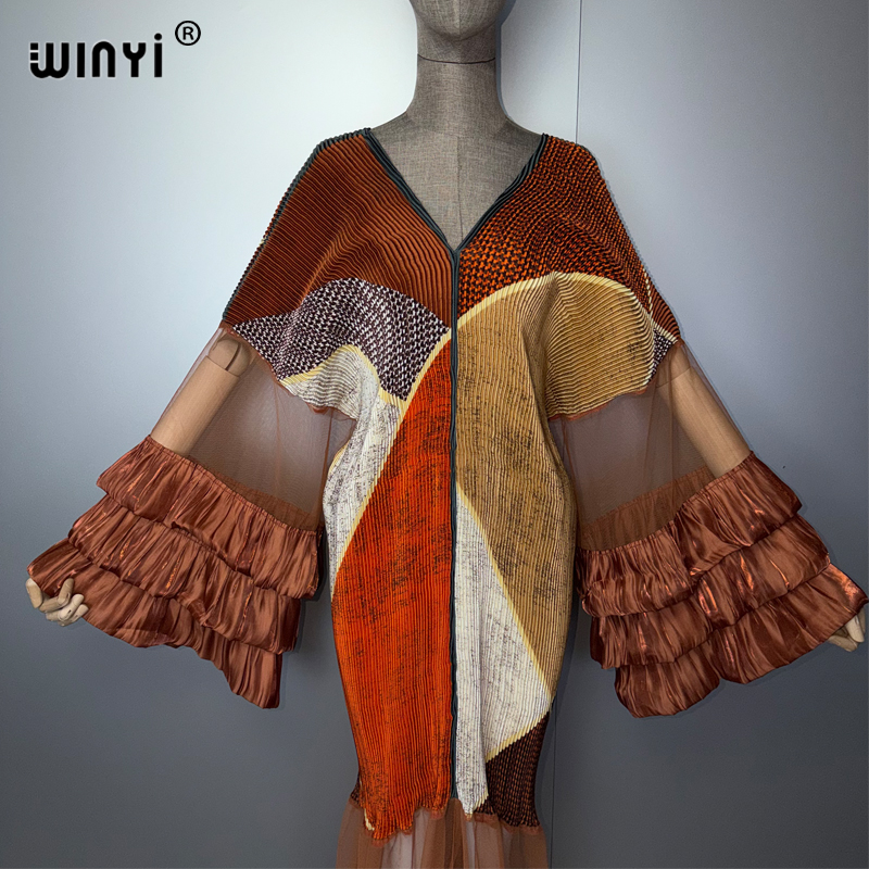 Robe plissée élastique ample WINYI, paréo de plage, abaya de luxe Dubaï, robe de soirée tendance, abaya, caftan pour femme musulmane