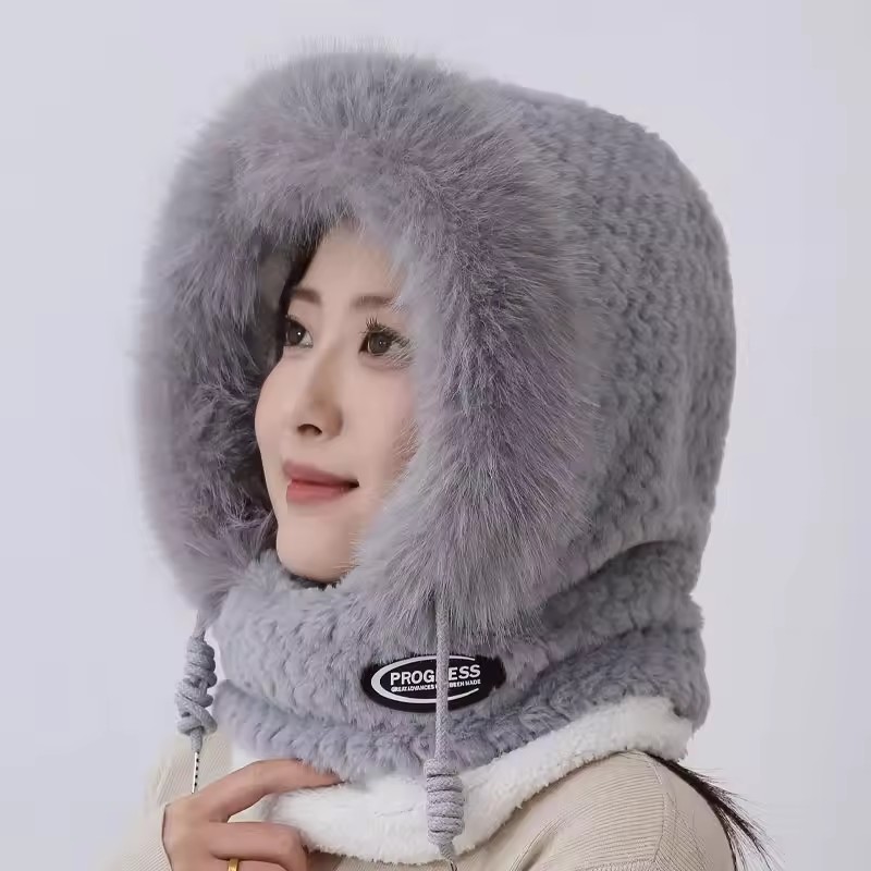 Chapeau d'équitation d'hiver pour femmes, masque écharpe à capuche et couvre-oreille épais thermique coupe-vent pour Scooter électrique, cyclisme en plein air, chaleur