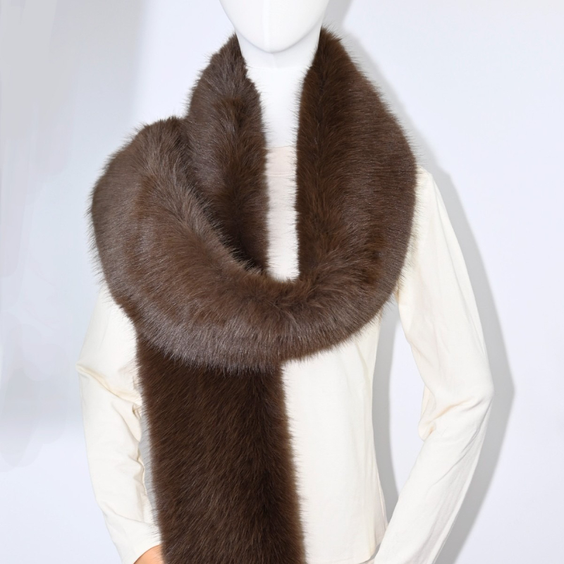 2025 nouveau hiver Imitation vison fourrure écharpes femmes chaud moelleux fausse fourrure enveloppement corée mode polyvalent longue écharpe en gros