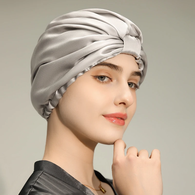 Bonnet de nuit en soie Pure, Bonnet de couchage en soie de mûrier, chapeau de perte de cheveux, Turban en soie naturelle pour cheveux, couvre-chef en soie pour femmes