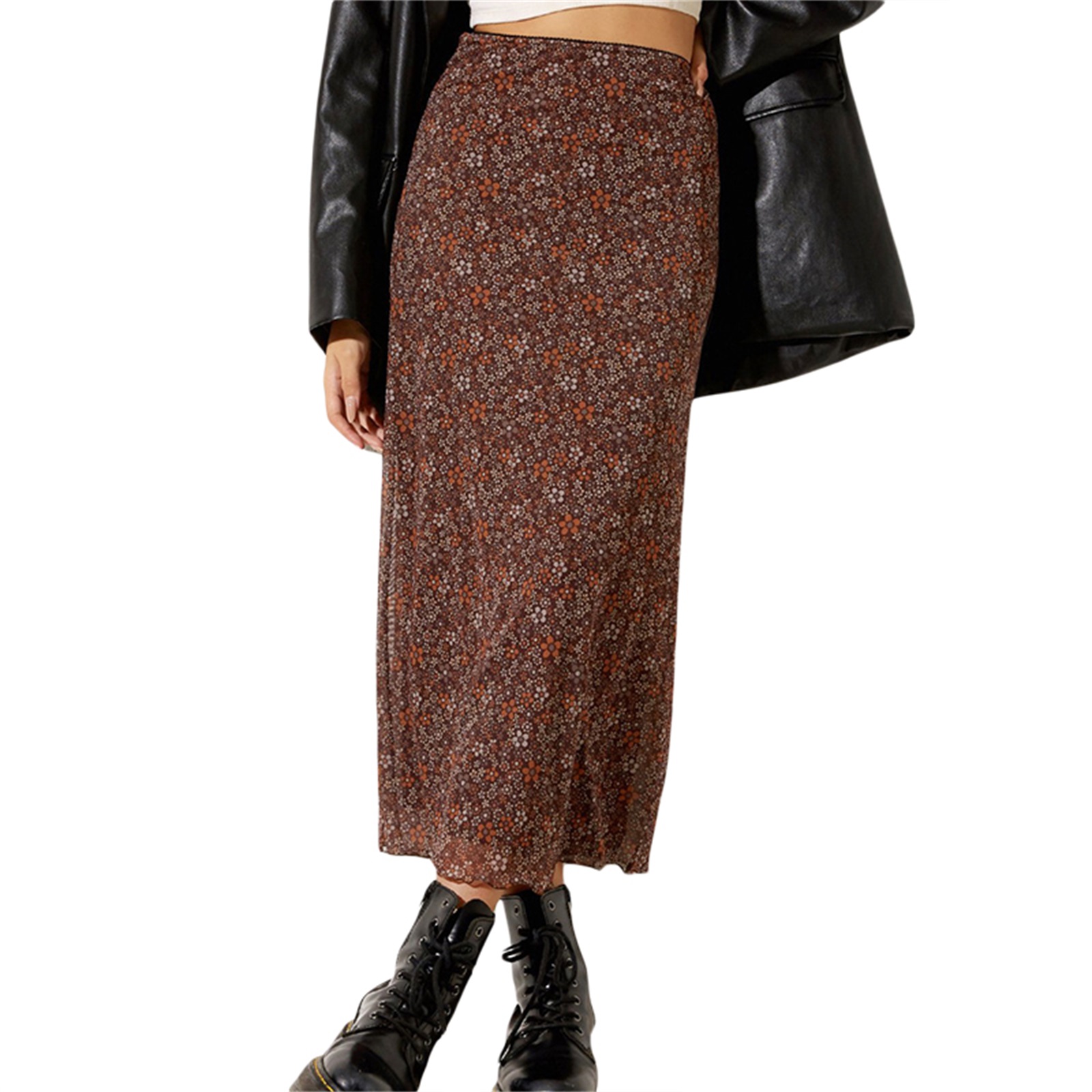 Jupes longues décontractées à imprimé floral pour femmes, taille haute, simples, élégantes, taille élastique, bas de style de rue