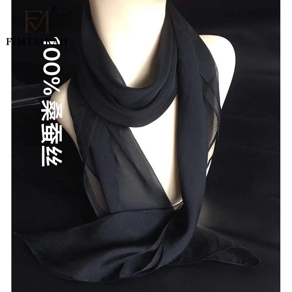 Fimtairah 100% foulard carré en soie femmes dames 90 cm carré foulard en soie couleur unie crème blanc plaine écharpe châle mince