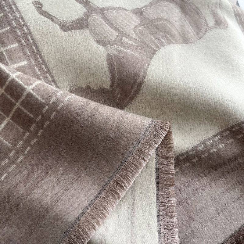 POBING Nouvelle Écharpe d'Hiver Tendance pour Femme, en Cachemire Doux et Chaud, Pashmina à Motif Cheval Écossais, Châle Épais, Écharpes, Foulards, Étoles à Pompons