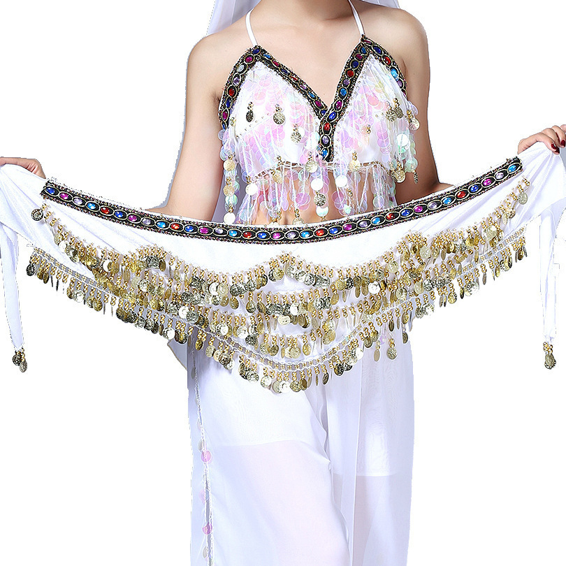 Écharpe de hanche de cadérines arabes pour la danse du ventre, enveloppe de velours de danse du ventre, pièce de monnaie de grande taille, ceinture à paillettes pour le ventre, triangulaire de chaîne audio en ylène