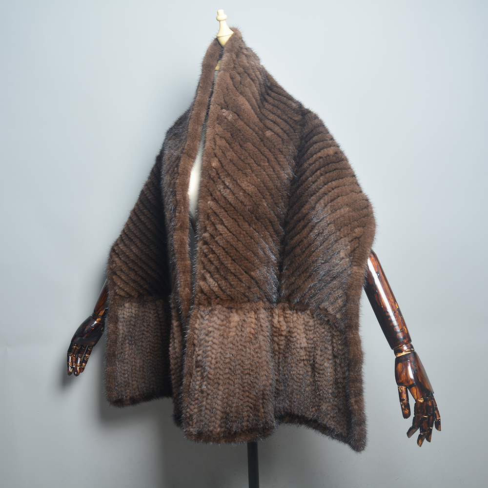 Écharpe de luxe en vraie fourrure de vison pour femme, collection 2026, tricotée, tendance, chaude pour l'hiver, en fourrure naturelle