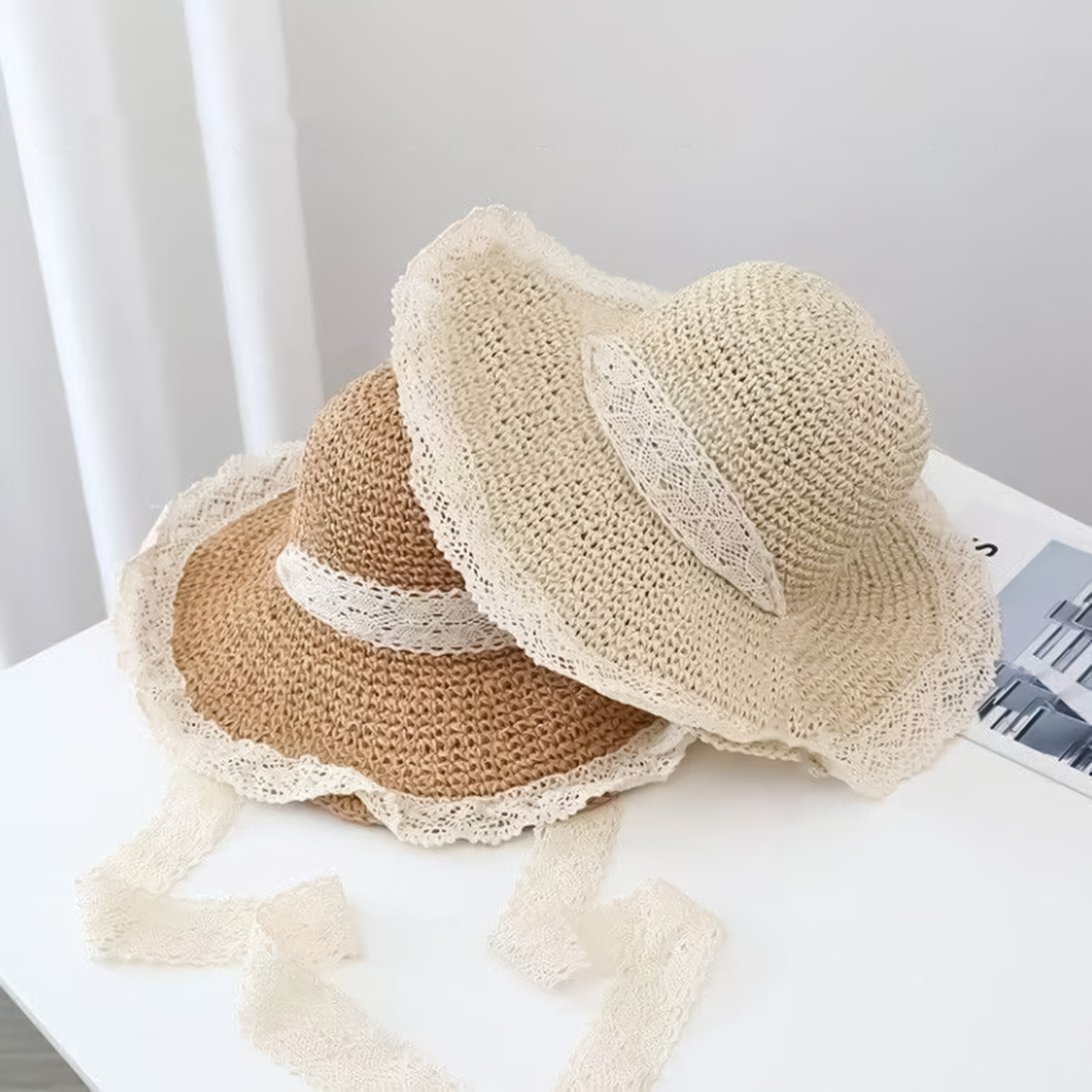 Chapeau de soleil de plage d'été pour femmes, chapeau d'été à large bord, Portable, pliable, Design élégant, chapeaux de paille pour piscine, parc, vacances, Camping