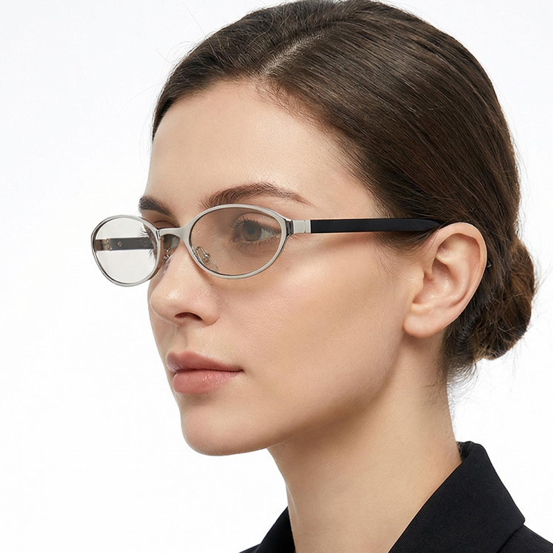Lunettes de soleil ovales vintage pour femmes et hommes, lunettes de soleil rétro années 90 Y2K avec petite monture en métal, lunettes tendance fines et étroites avec protection UV400