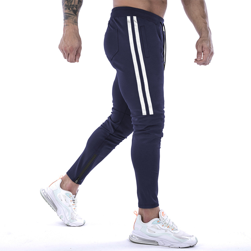 Pantalon de jogging slim en coton pour homme, survêtement de course, de fitness, de musculation, de sport, avec poche zippée