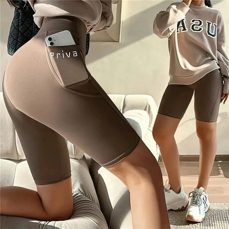 Short de sport de Yoga pour femmes, taille haute, Fitness, décontracté, Streetwear, pantalon court, serré, pantalon d'entraînement pour dames