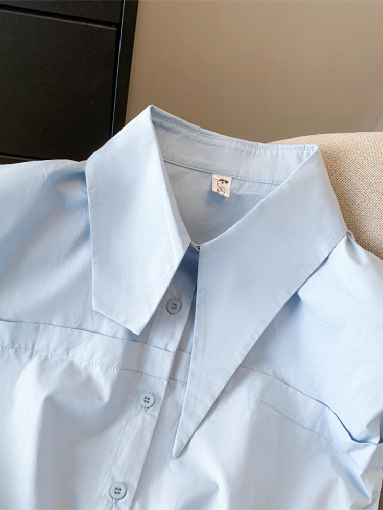 Chemises bleues pour femmes, chemisiers vintage Y2K, esthétique des années 90, coréen des années 2000, élégant, surdimensionné, solide, document, fibre, vêtements, 2025