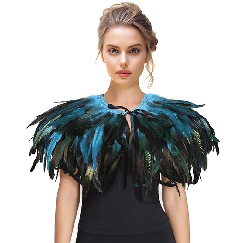 Foulards de cou gothiques pour femmes, châles, robe de dinde, cape d'Halloween, fourrure, plume, fête de mariage, costume de cosplay