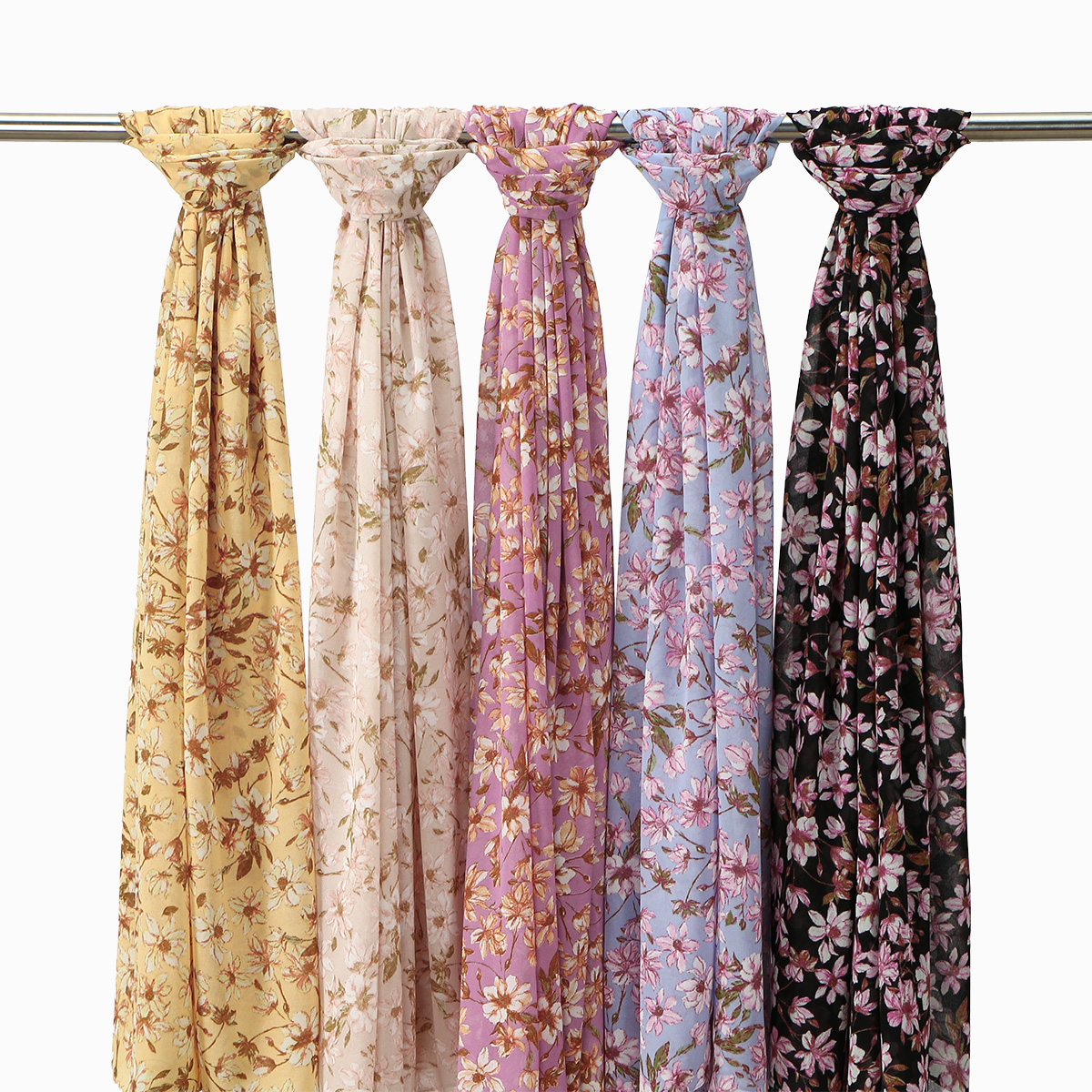 Châles en mousseline imprimés de fleurs, foulard pour femmes musulmanes, Hijab, foulard élégant, long et doux, écharpes enveloppantes, Ramadan, 180x70cm