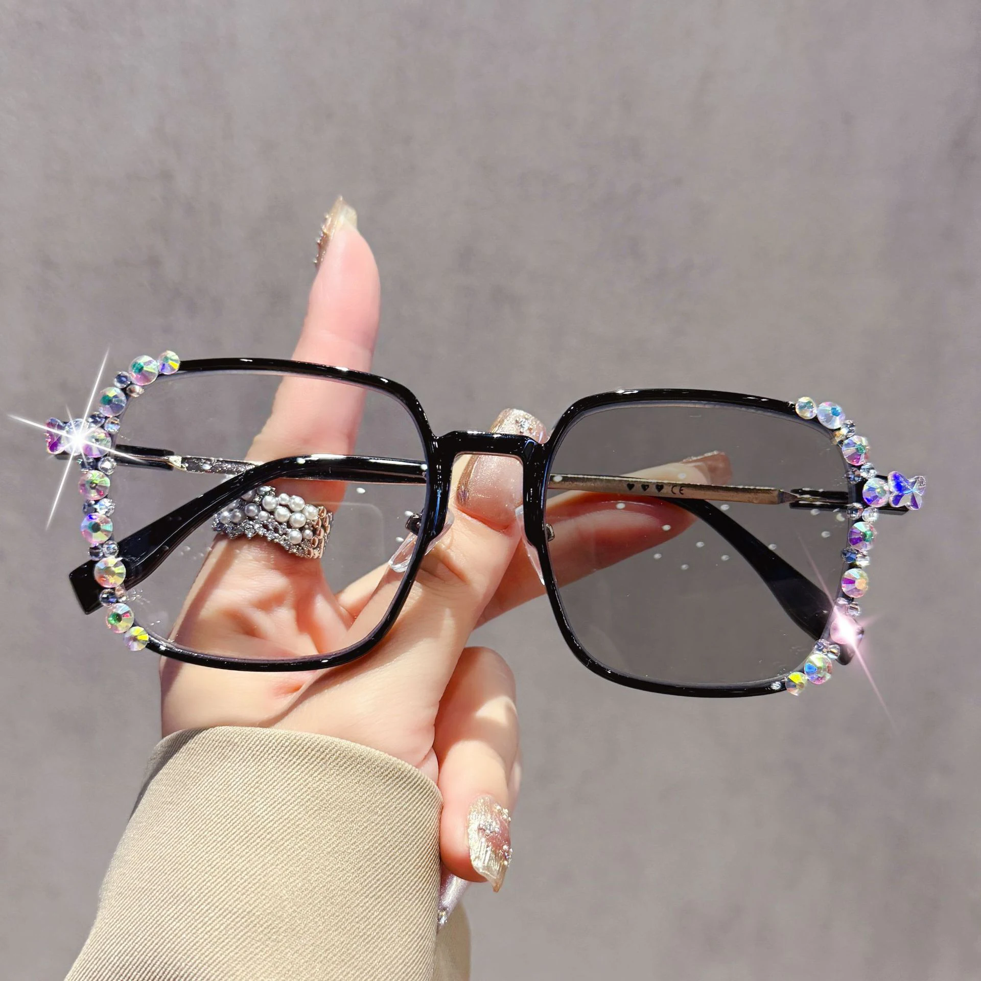 Lunettes de myopie à couleur changeante, bijoux en diamant, lunettes photochromiques haut de gamme pour femmes, moins dioptrie