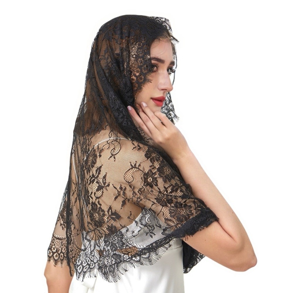 Voile de mariée polyvalent en dentelle élégante style vintage pour femme – Châle en dentelle tendance pour femme