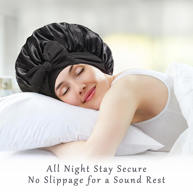 2psc nouveau Bonnet en Satin pour femmes Bonnet en Satin cheveux nuit Bonnet de sommeil cravate bande CurlyHat écharpe enveloppement cheveux bouclés Bonnets beauté