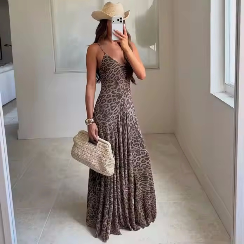 Nouvelle Robe Femme 2026 en Satin et Maille à Imprimé Animal – Tendance, Polyvalente, Élégante et Gracieuse, Idéale pour une Ambiance Décontractée de Vacances