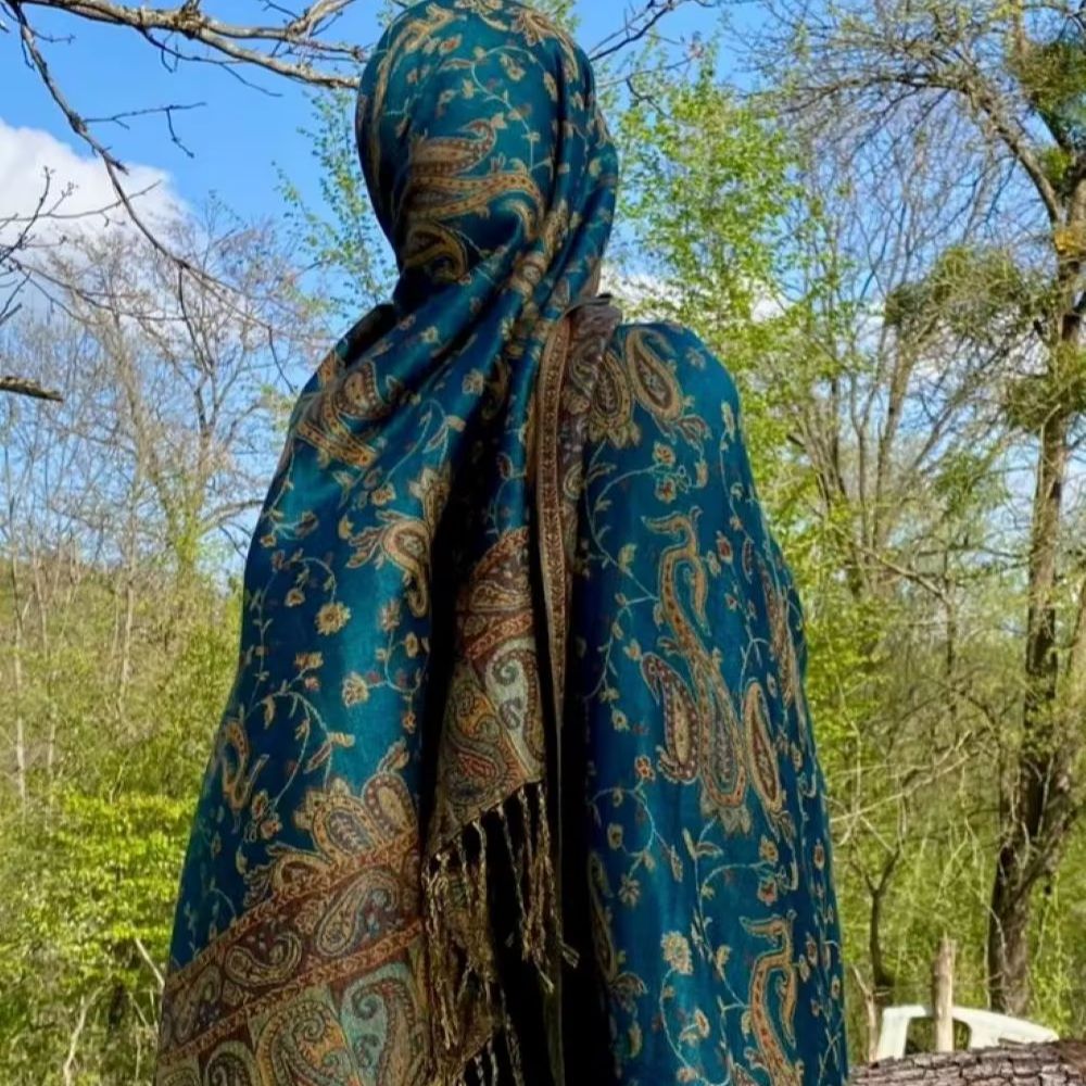 Écharpe Pashmina Paisley Brodé de Haute Qualité pour Femme, Châle Musulman avec Pompons, Étole en Coton Jacquard, Foulard Tendance