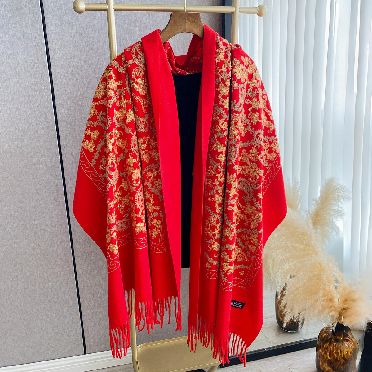 Nouveau Pashmina cachemire mélange Mujer Bufanda foulards chaud Echarpes broder fleur Poncho Cape épais chaud Poncho foulard Scraf
