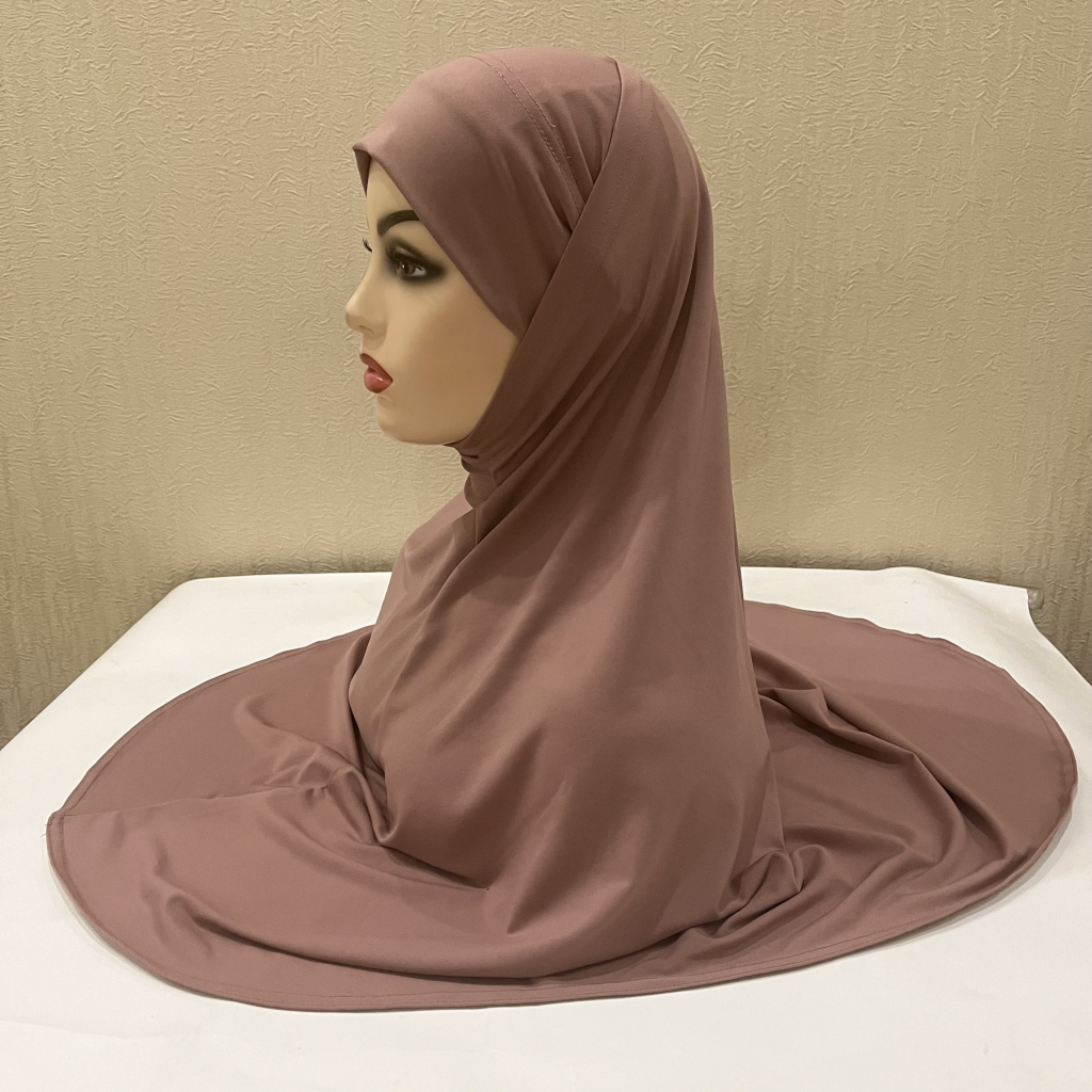 H292 Hijab de prière en Lycra uni, deux pièces, hijab extérieur avec sous-foulard, foulard musulman, foulard islamique, chapeau, bandeau à enfiler, armia