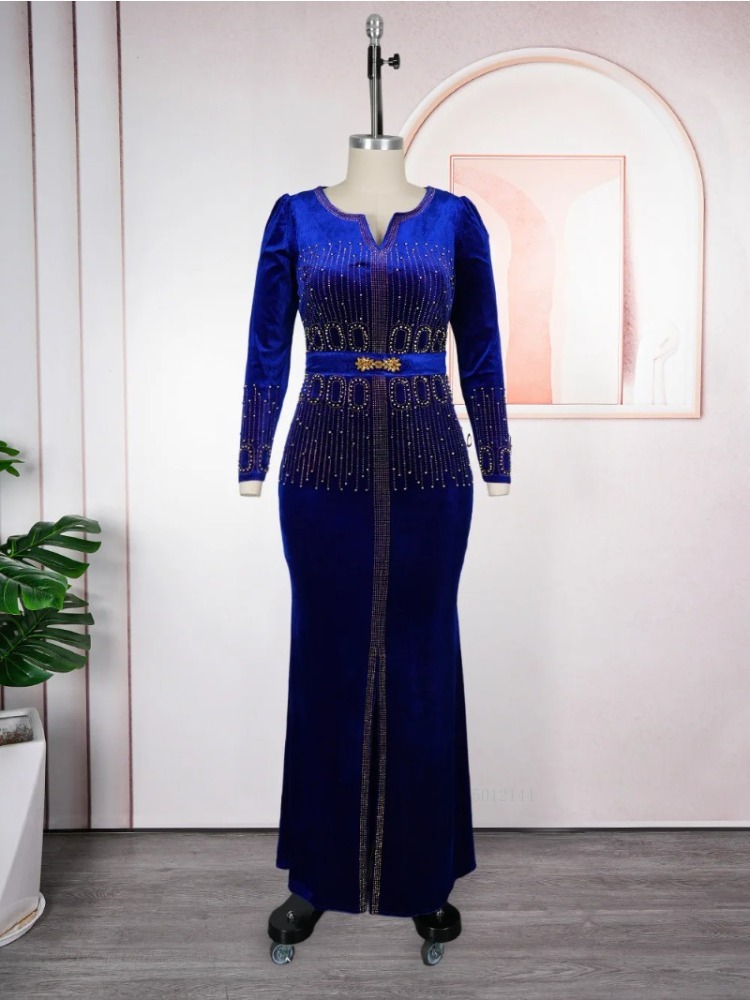 Robes de soirée africaines pour femmes, grande taille, mode Dashiki Ankara, robes de mariée en velours, élégante, turquie, musulmane, Maxi, 2026