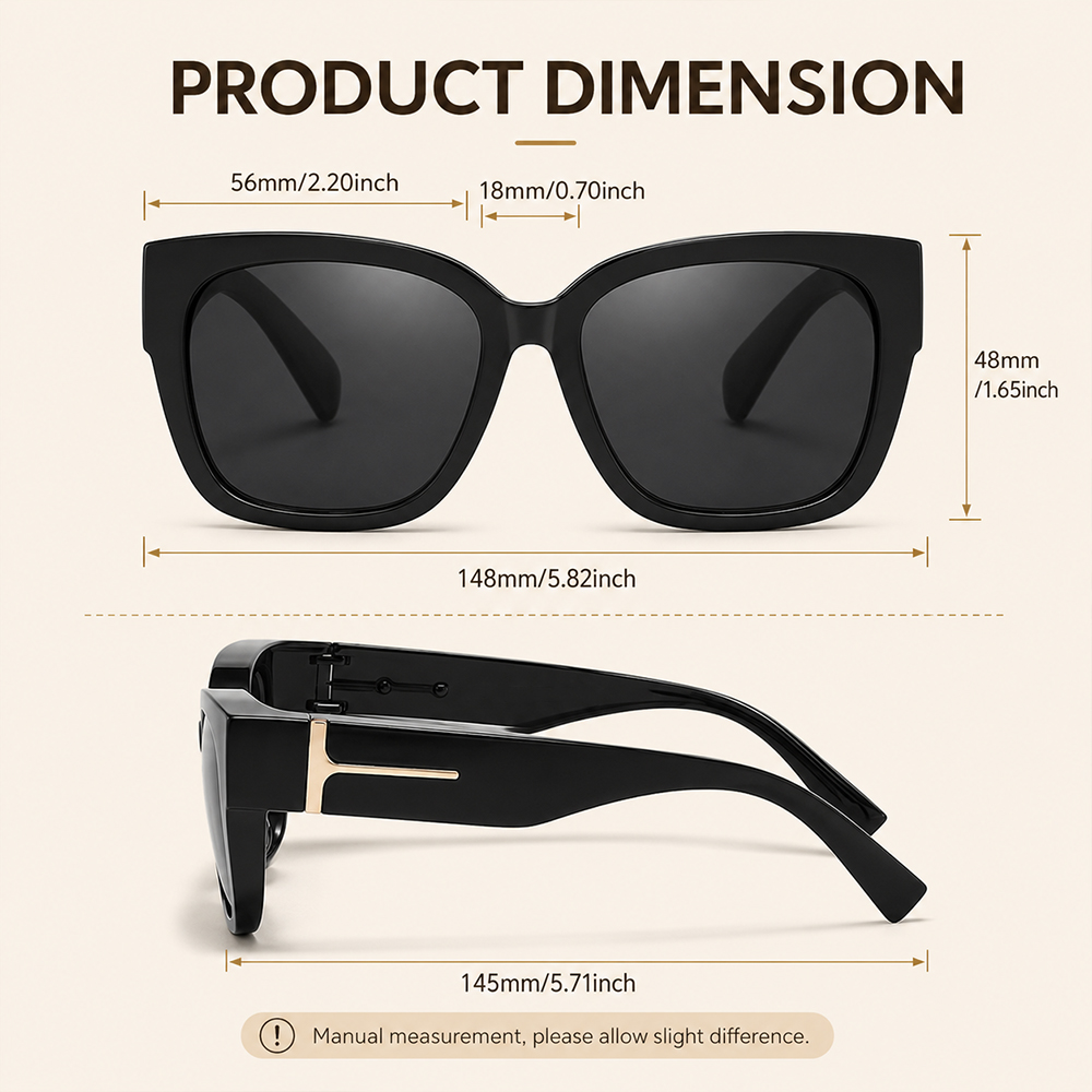 Lunettes de soleil polarisées à porter par-dessus des lunettes pour femmes, lunettes de soleil carrées surdimensionnées pour la conduite et les activités de plein air, protection UV400