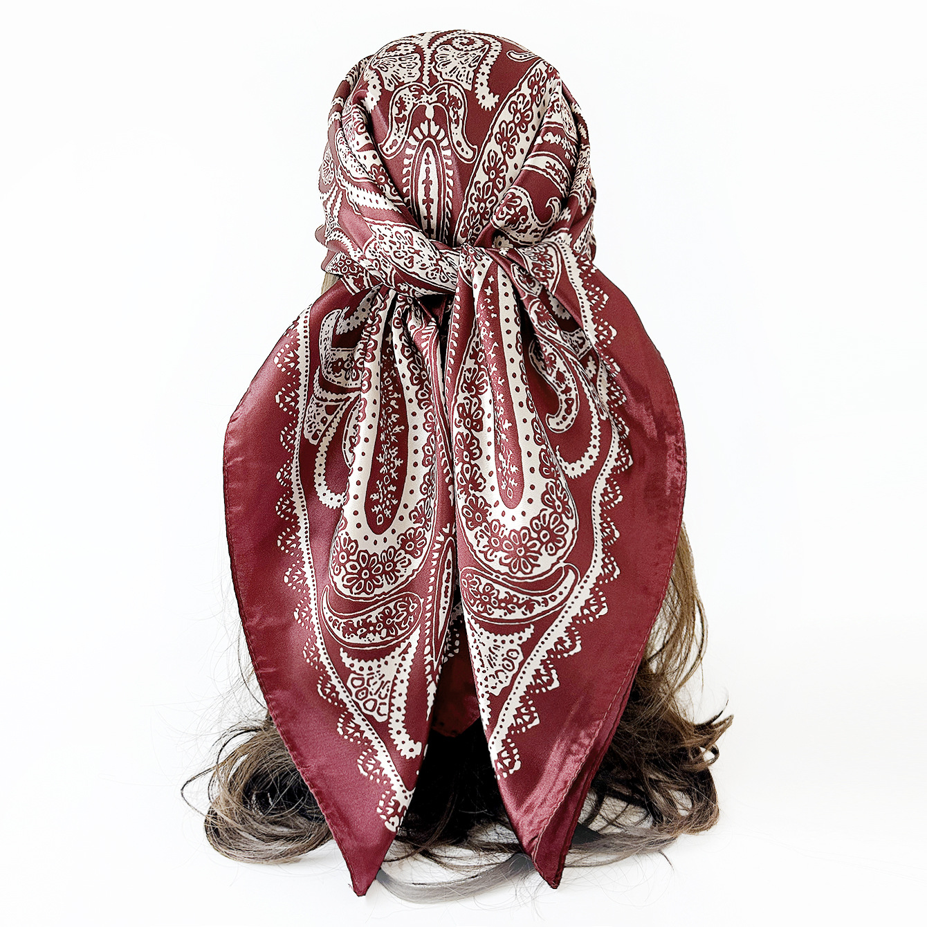 Foulard carré en soie 90 cm pour femme, marque de luxe, imprimé satiné, hijab, écharpe musulmane, paréo, bandana, châle, bandeau, foulard